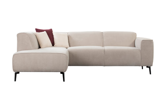 BTE - Hoeksalon Borre - Stof - Wit - 262x82x63cm