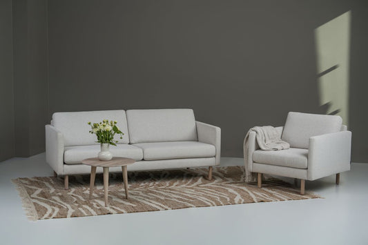 HVN - Salon Copenhagen - Stof - Wit - 192/152x80x92cm