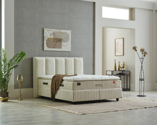 HI - Boxspring Eden - Stof - Beige - 160x128x200cm